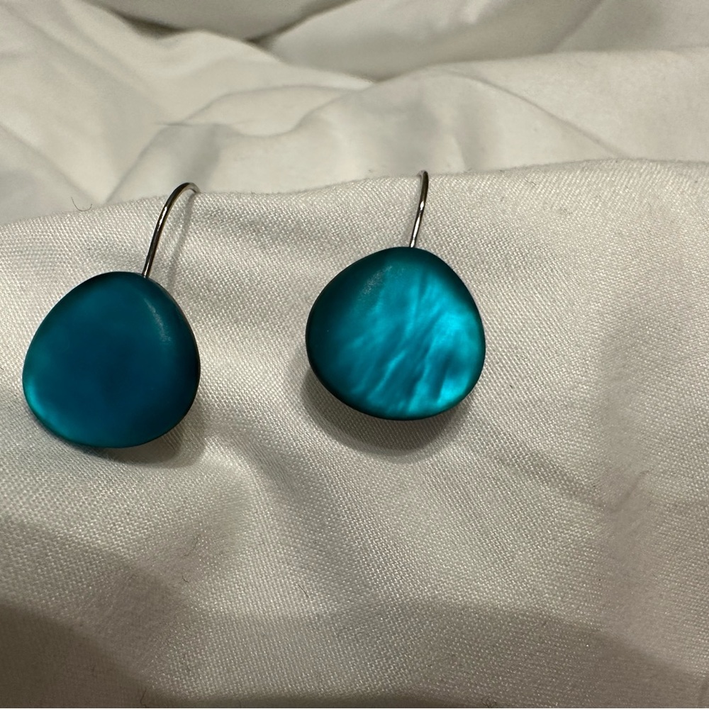 Turquoise blue green sea glass earrings
